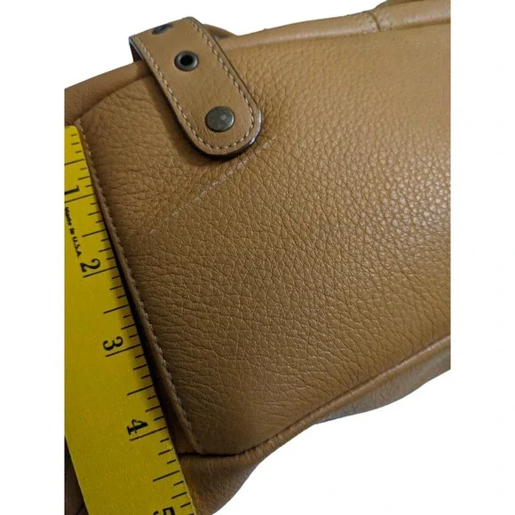 HYPE Genuine Leather Tan Satchel Hobo Bag Purse Studs Studded Bronze Hardware - Picture 2 of 9